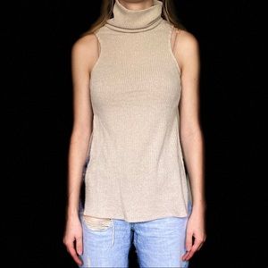 Tobi tan turtleneck beige short sleeve sweater